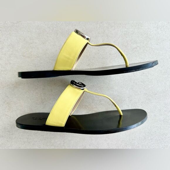 Gucci GG Marmont  Flip Flop Sandals Pastel Yellow Flat Thong Slides EU36.5 US6.5 - Picture 5 of 12